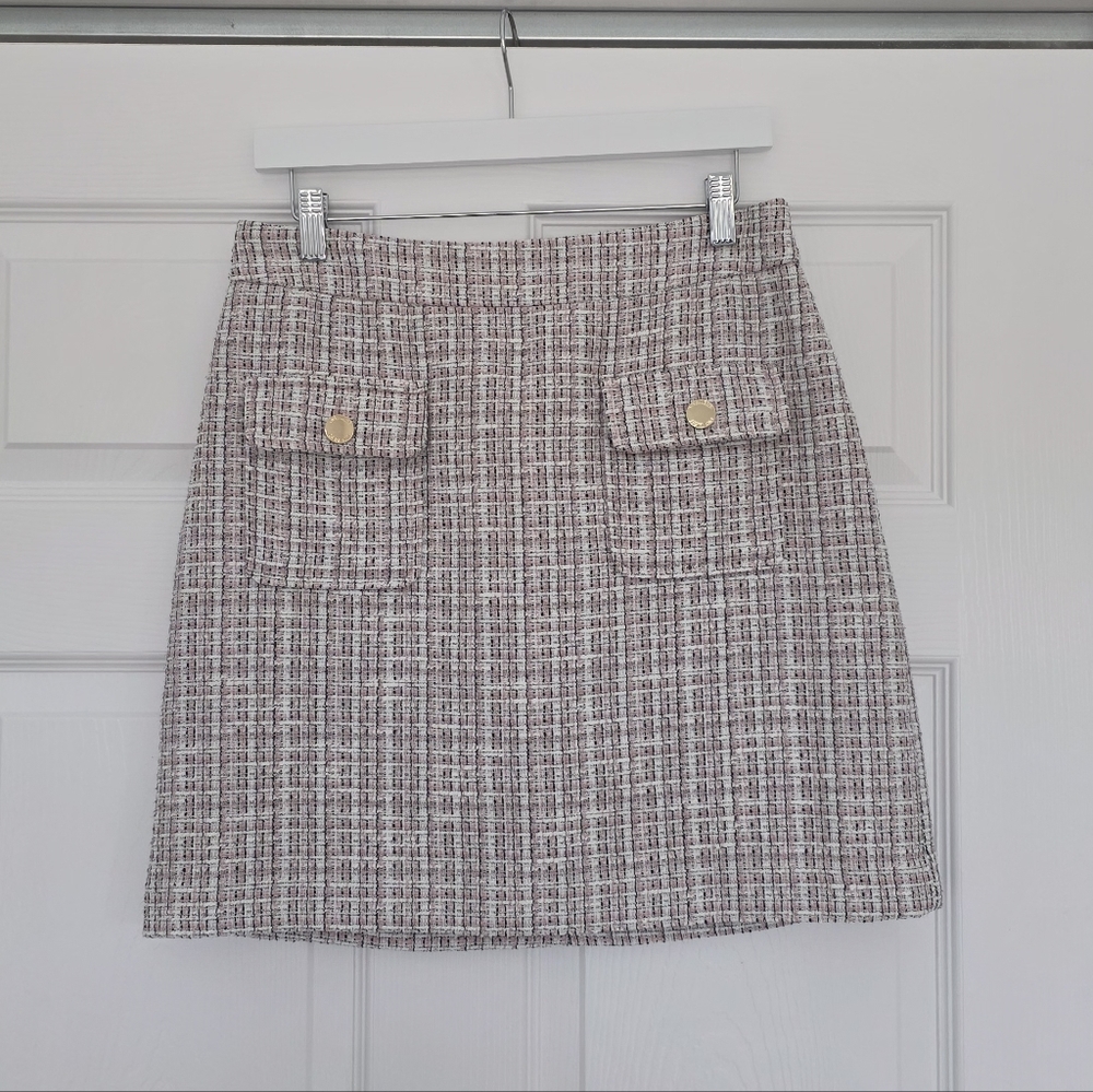 Nine West Tweed Mini Skirt in Cream and Brown